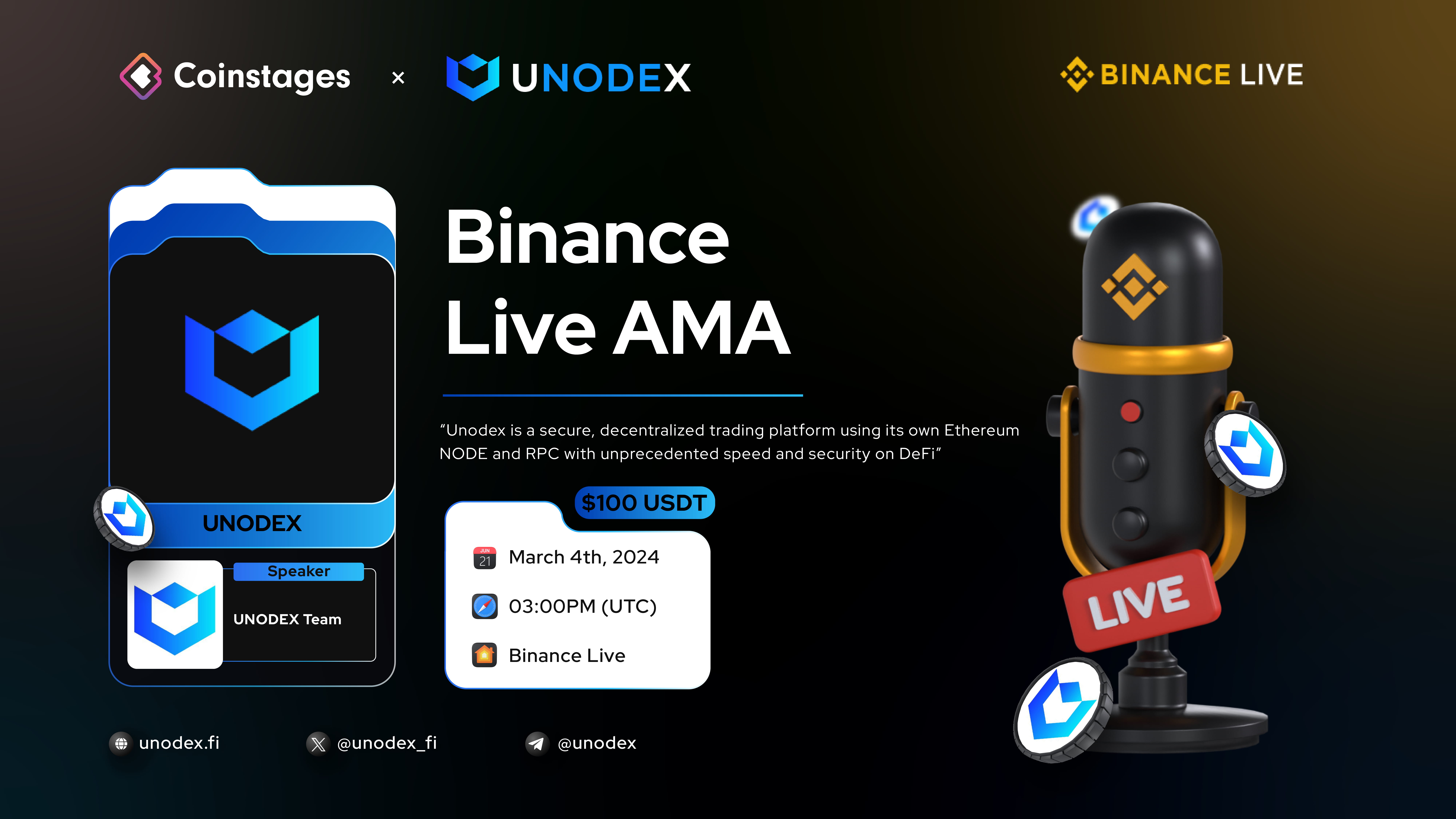 Coinstages Live AMA: Featuring Unodex