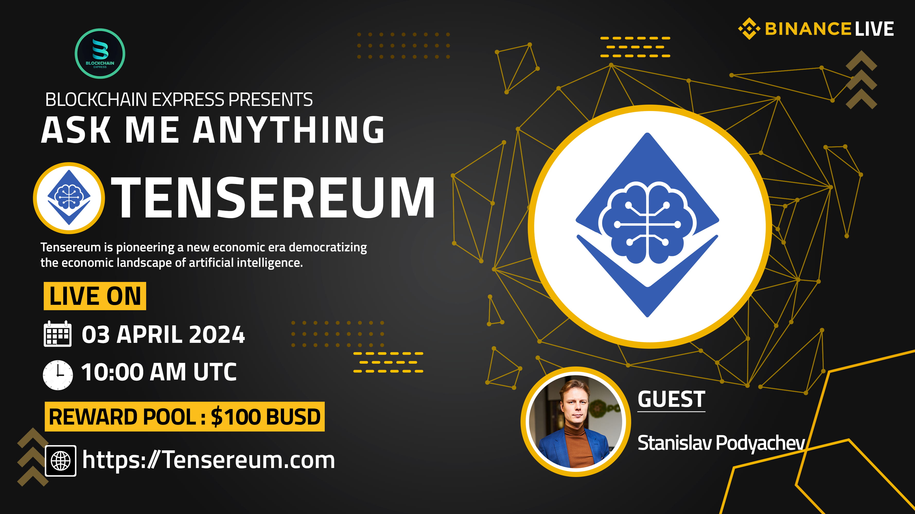 ₿lockchain Express will be hosting an AMA session with" Tensereum "
