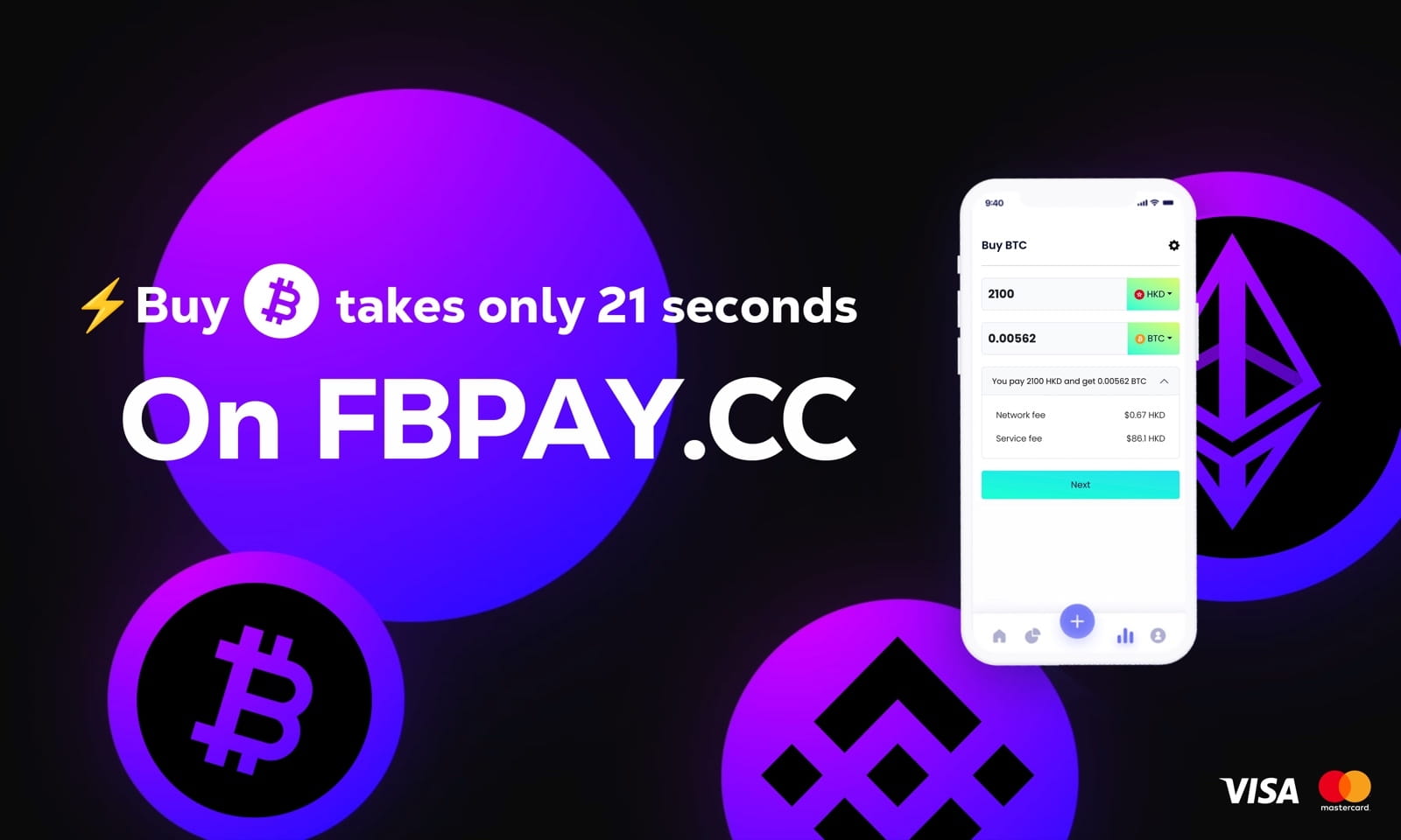 【Giveaway】Buy/Sell $BNB with Visa\MasterCard on FBPAY!