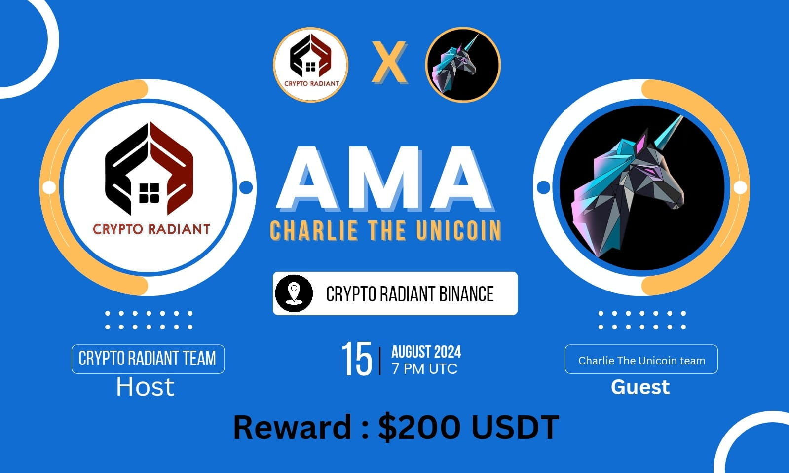 AMA - Crypto Radiant <> CharlieTheUnicoin | $200 USDT Reward 