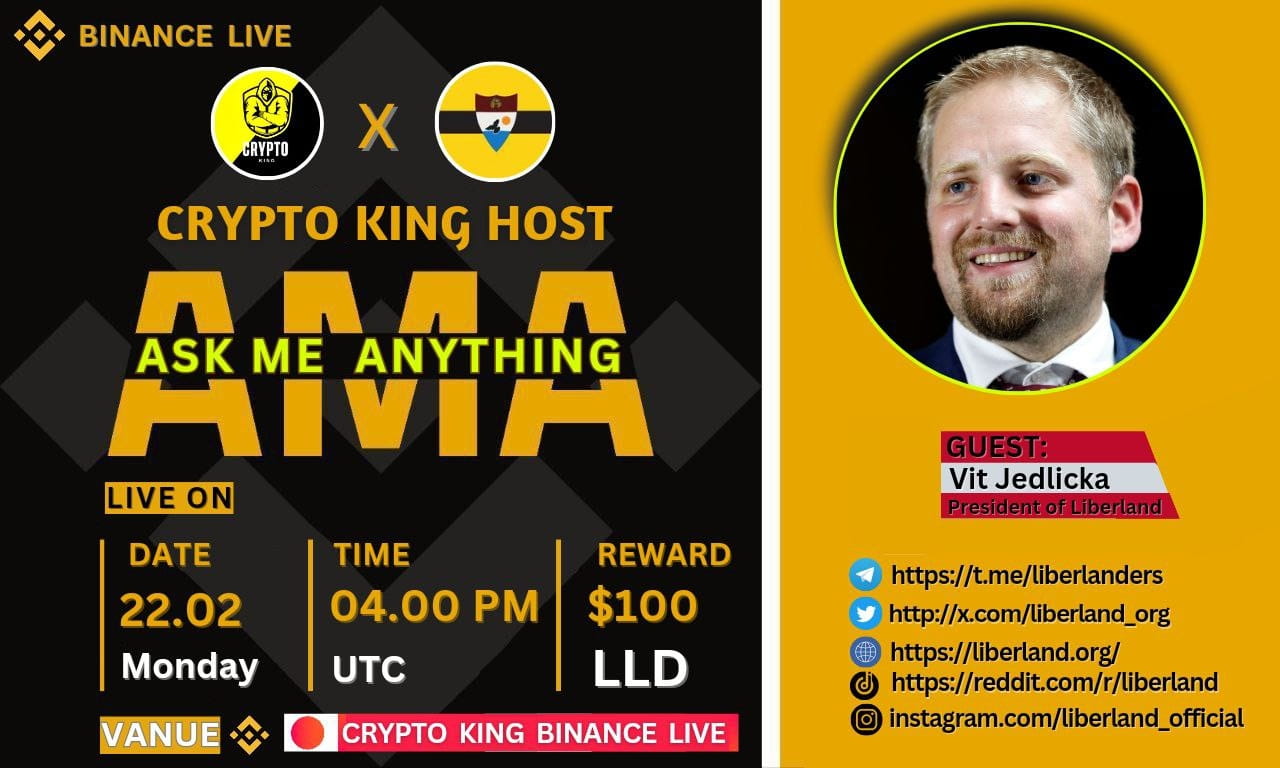 Crypto King Will Hosting AMA With Liberland |Reward :$100 LLD