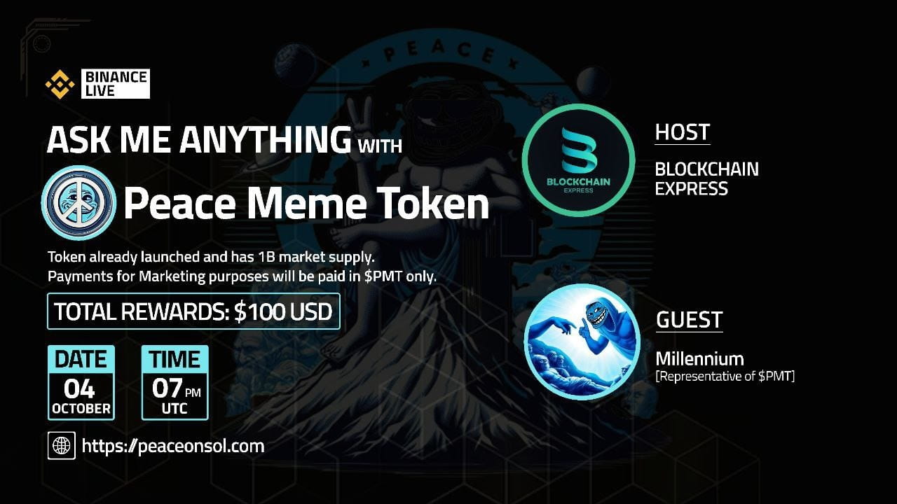 ₿lockchain Express will be hosting an AMA session with" Peace Meme "