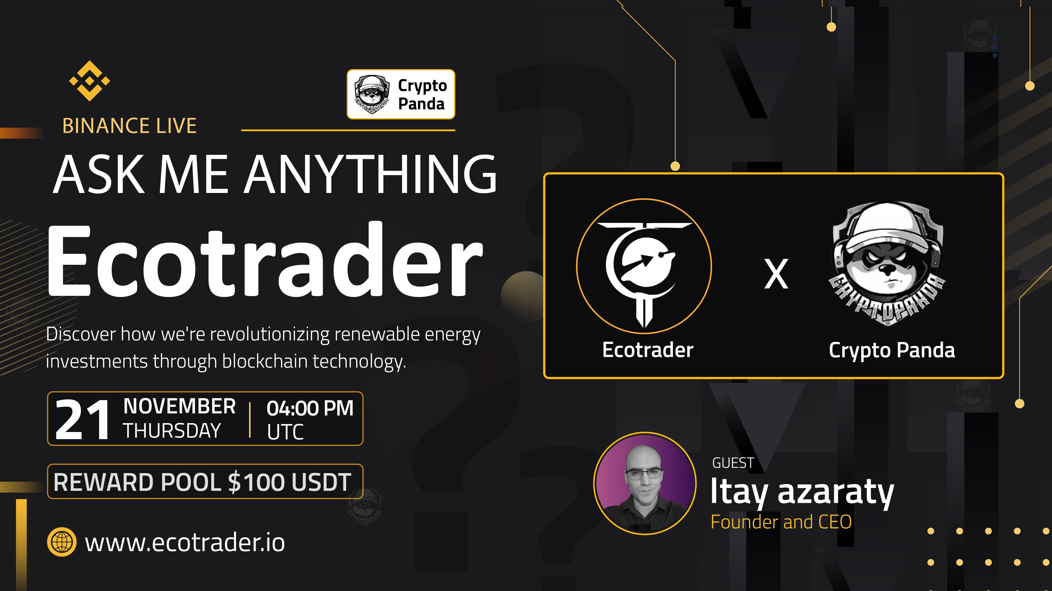 Crypto Panda Presents AMA with Ecotrader // $100 Giveaway