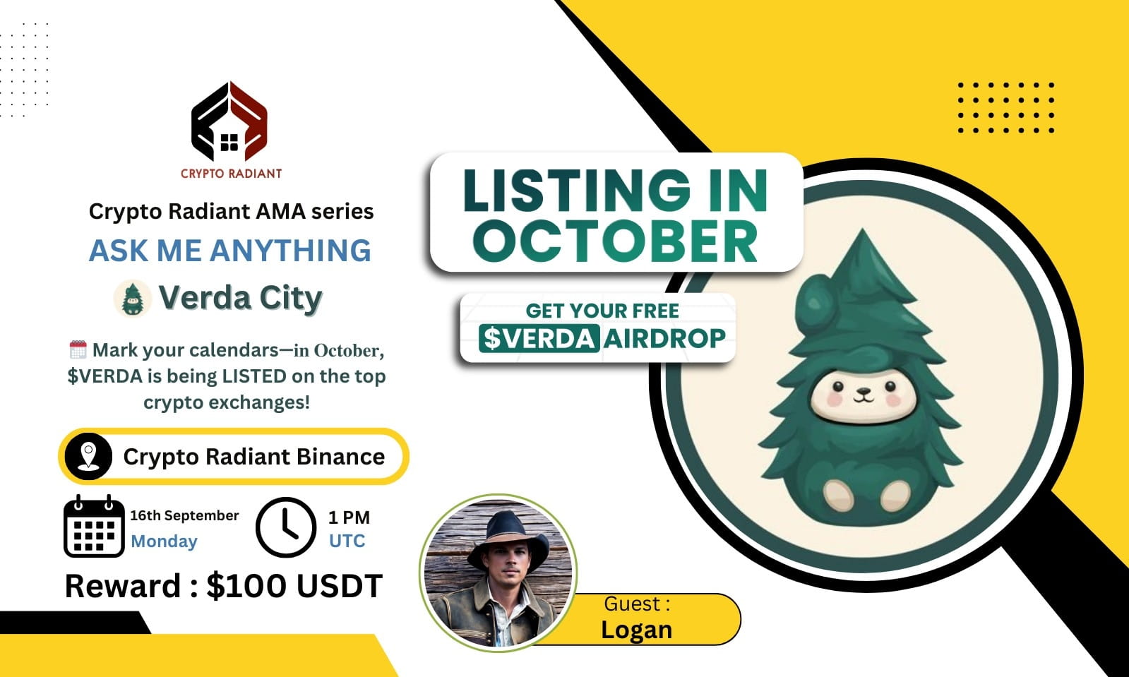 AMA - Crypto Radiant <> Verda City | $100 USDT Reward 