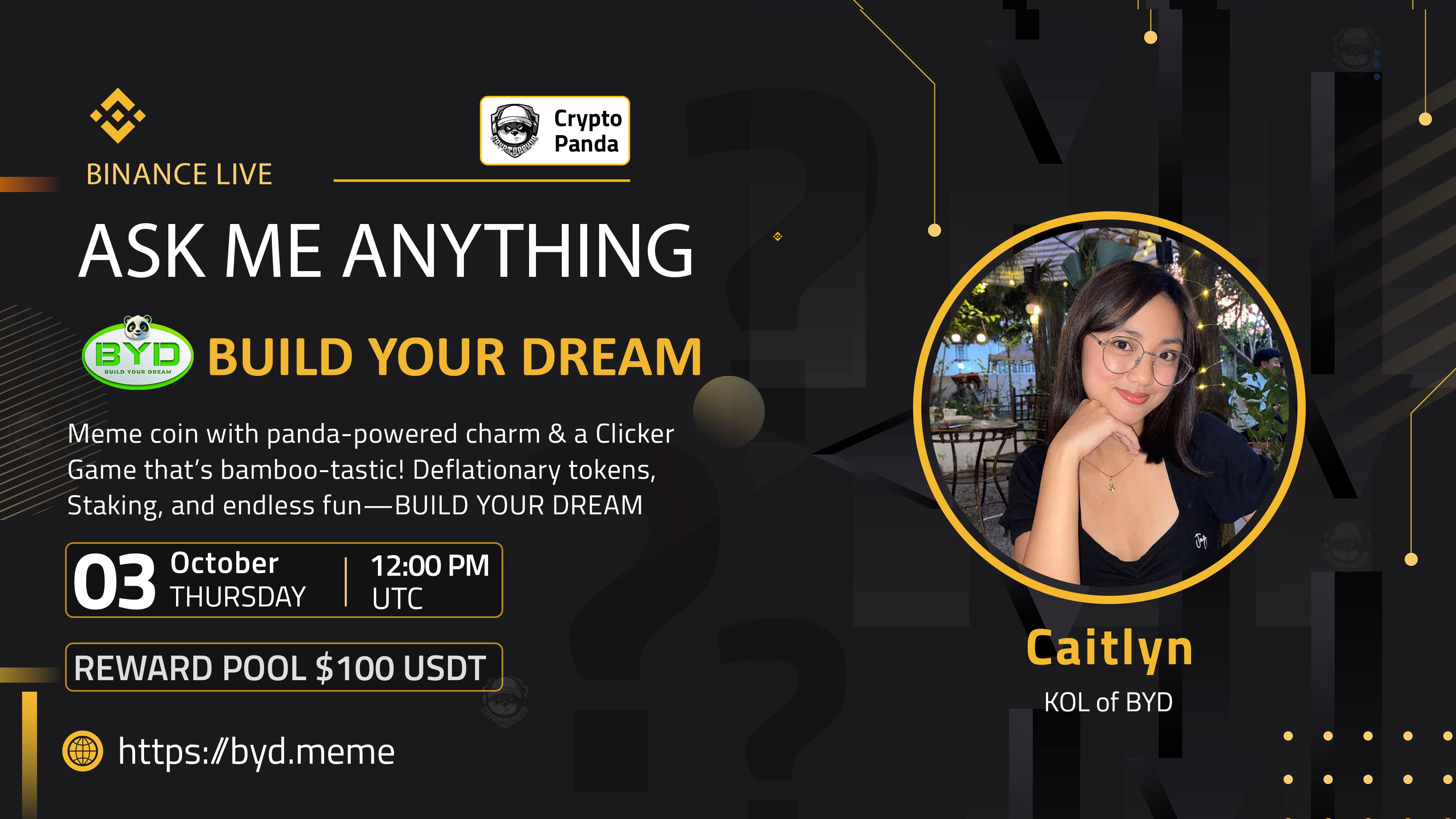 Crypto Panda presents AMA with Build Your Dream (BYD)  | 100$ Rewards