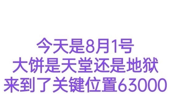 重要今天是1号来到了关键位置63000何去何从，是天堂还是地狱。