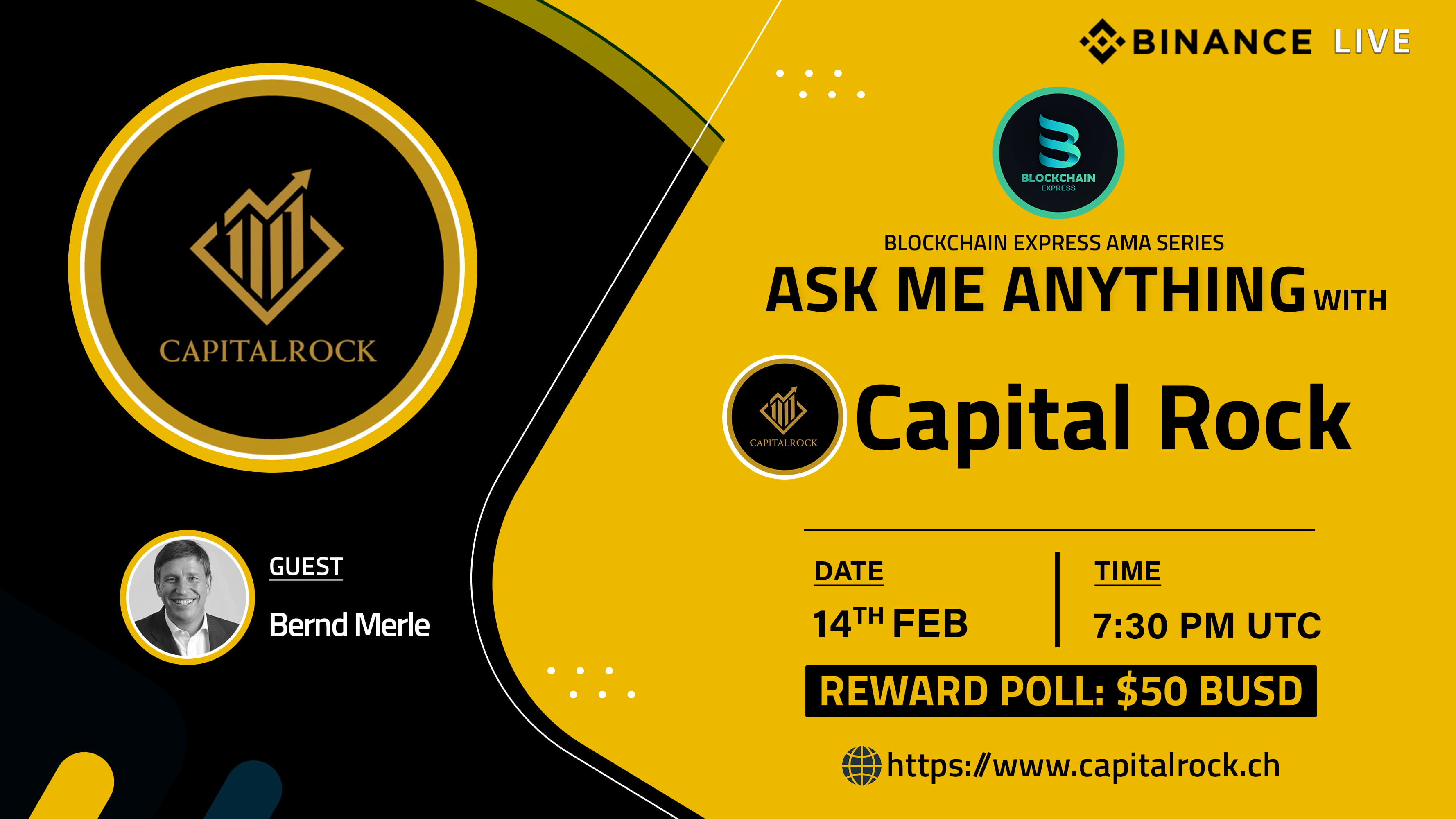 ₿lockchain Express will be hosting an session with" Capital Rock "