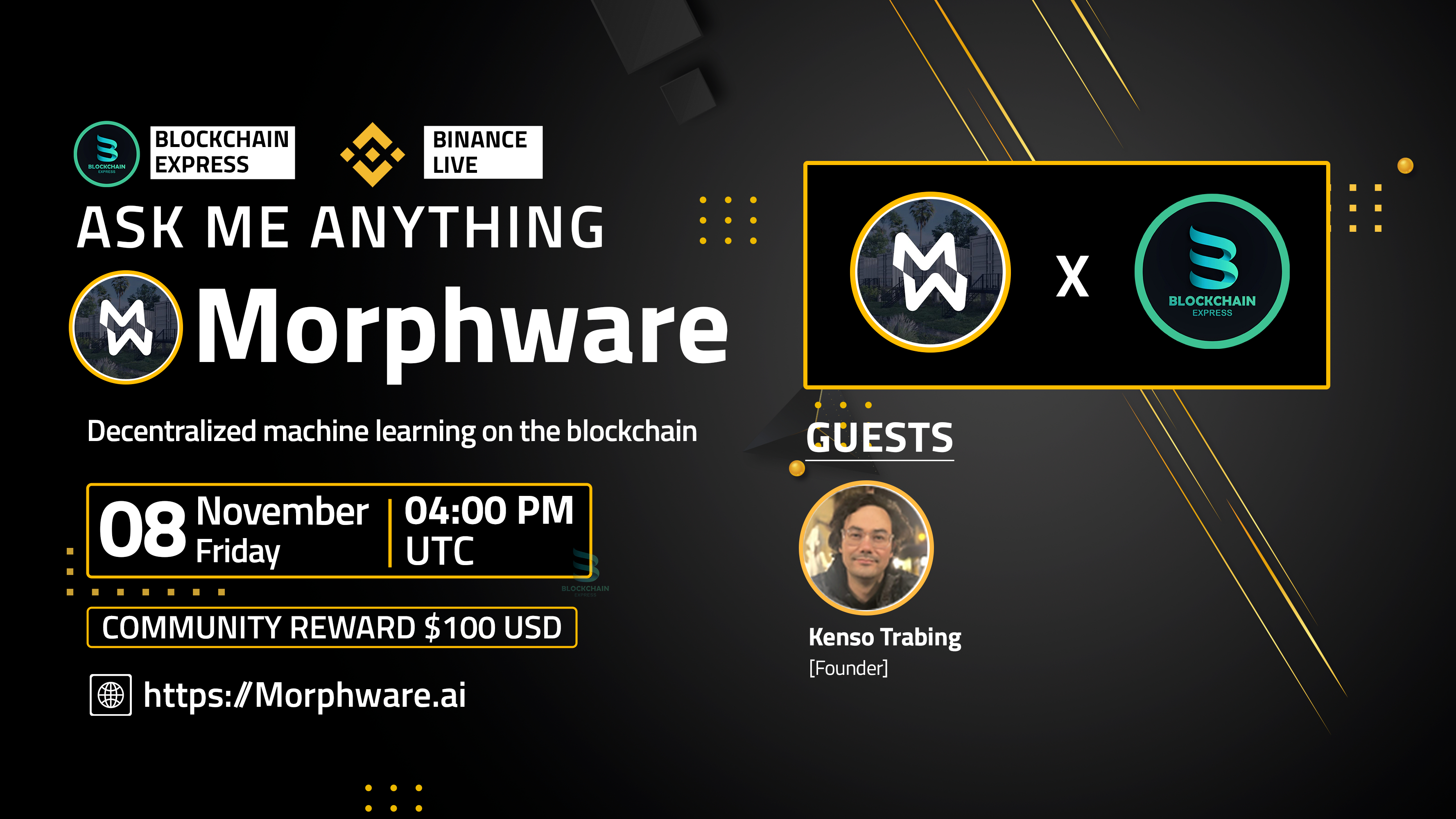 ₿lockchain Express will be hosting an AMA session with" Morphware "