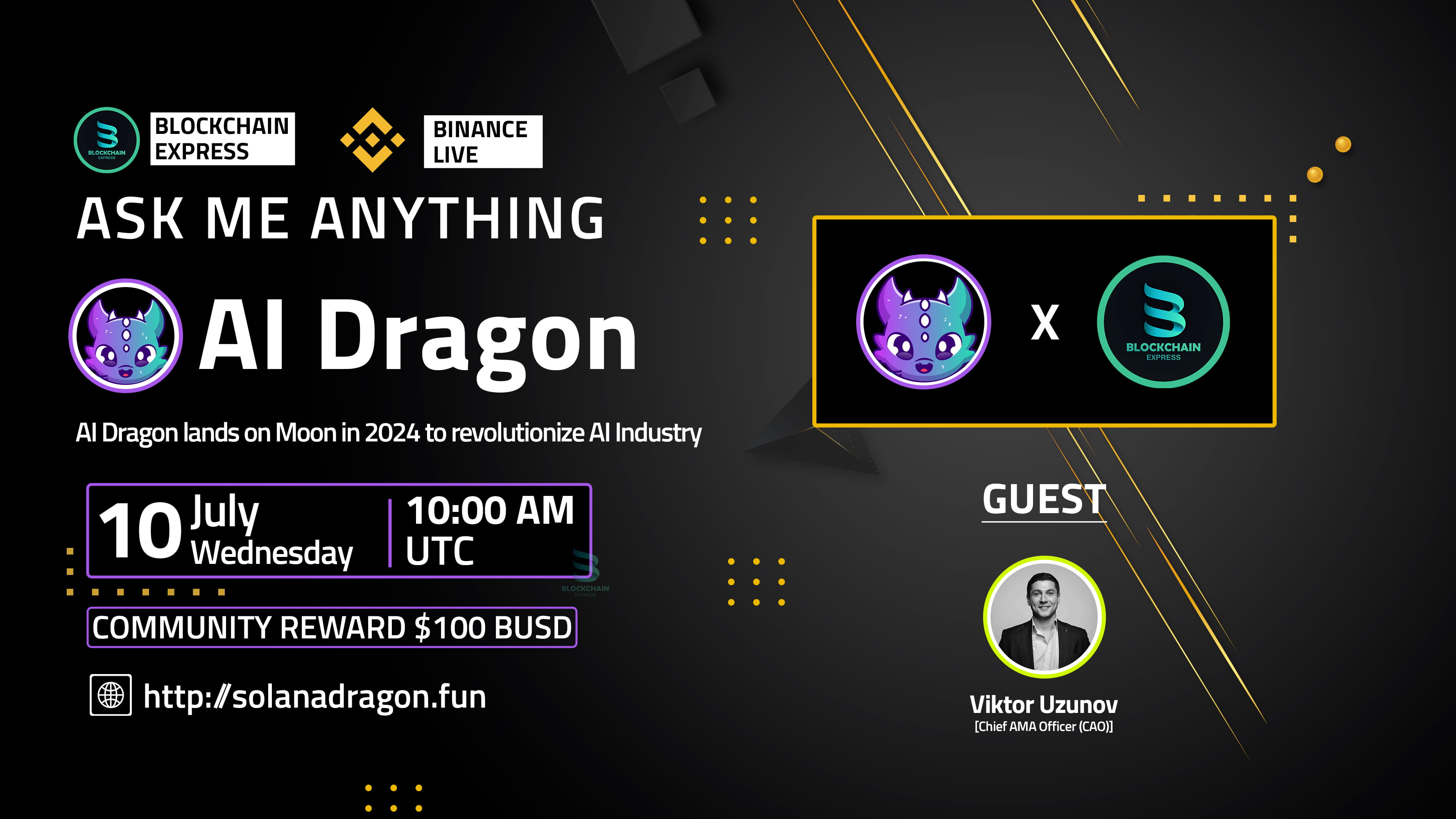 ₿lockchain Express will be hosting an AMA session with" AI Dragon "