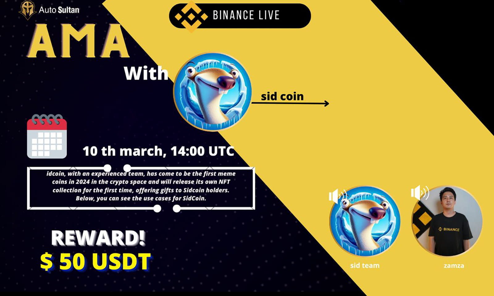 AMA WITH SIDCOIN | $50 USDT REWARD