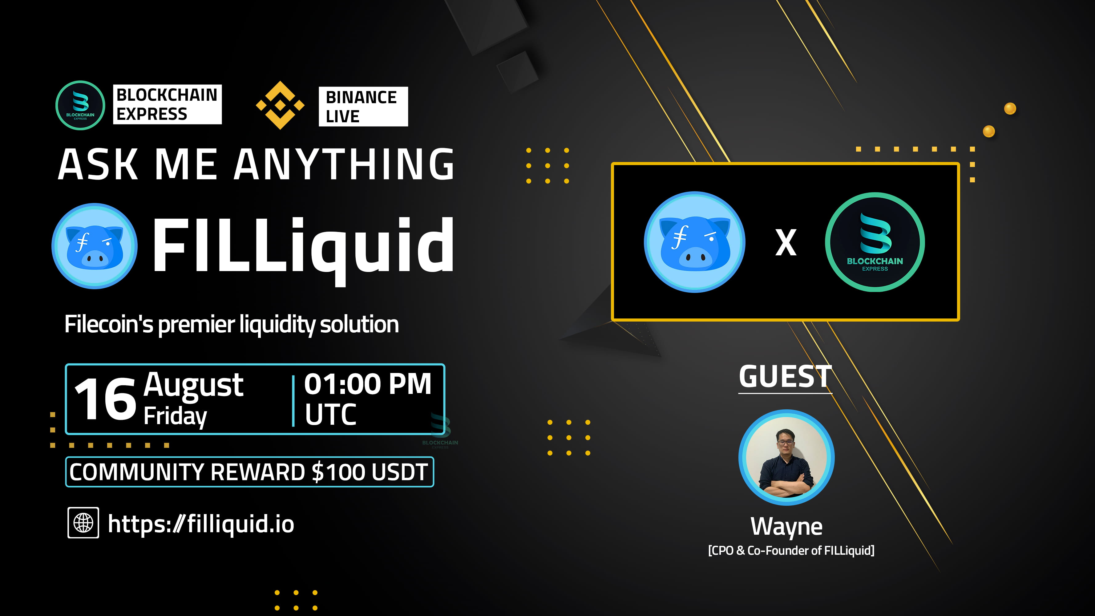 ₿lockchain Express will be hosting an AMA session with" FILLiquid "