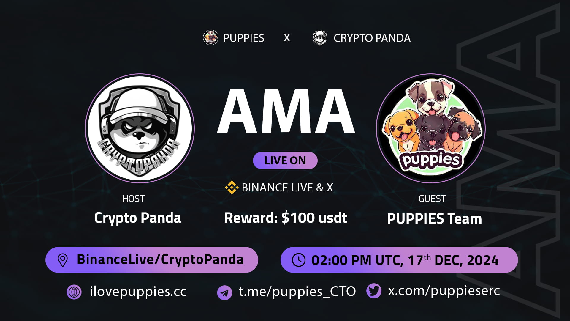 Crypto Panda Presents AMA with PUPPIES // $100 Giveaway