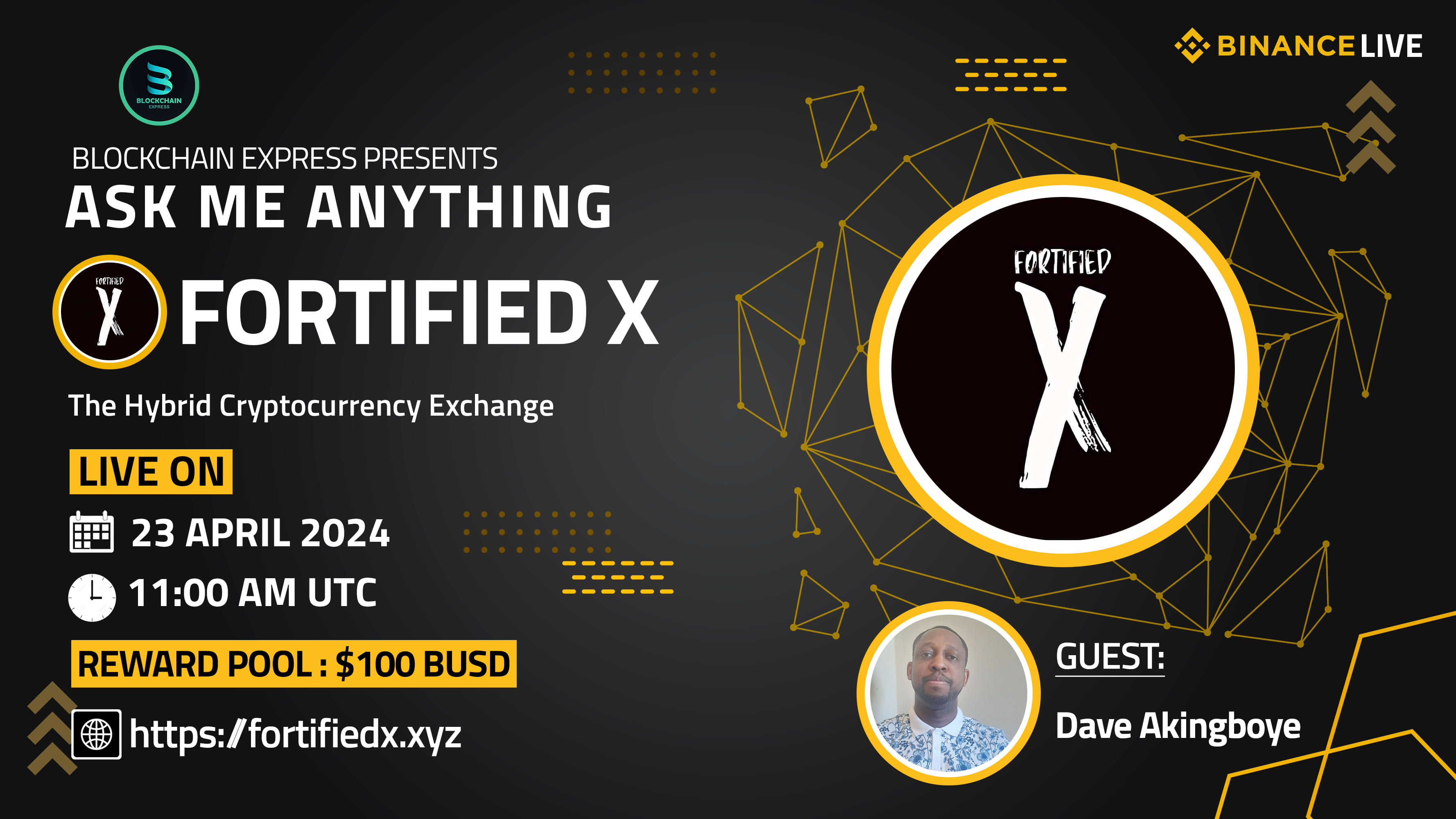 ₿lockchain Express will be hosting an AMA session with" Fortified X "