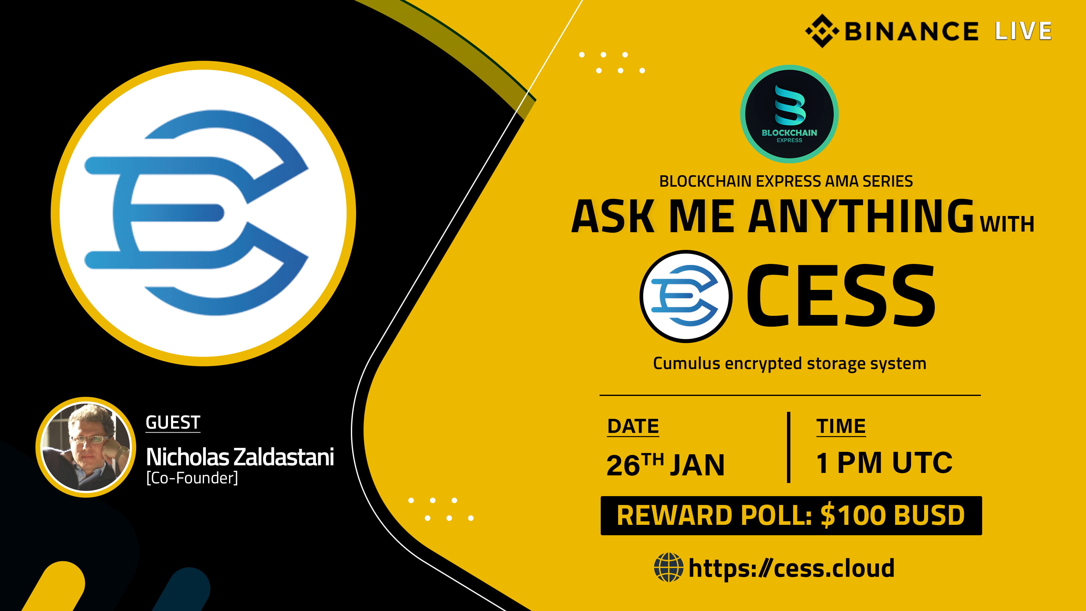 ₿lockchain Express will hosting an ASK ME ANYTHING session with" CESS "