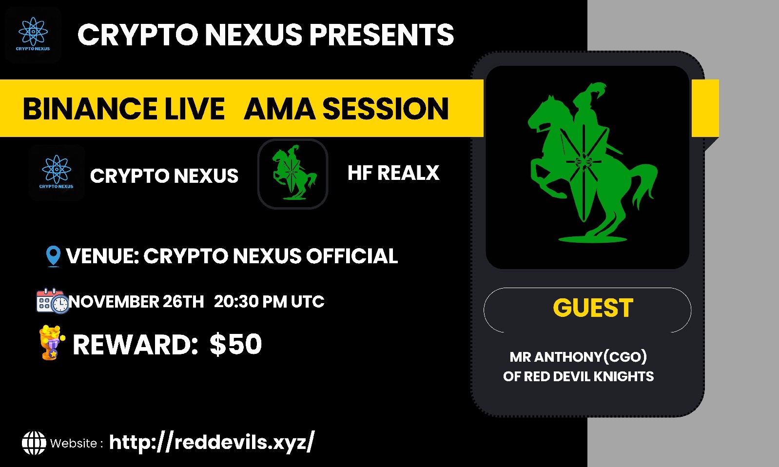 Crypto nexus Binance live AMA With HF RealX