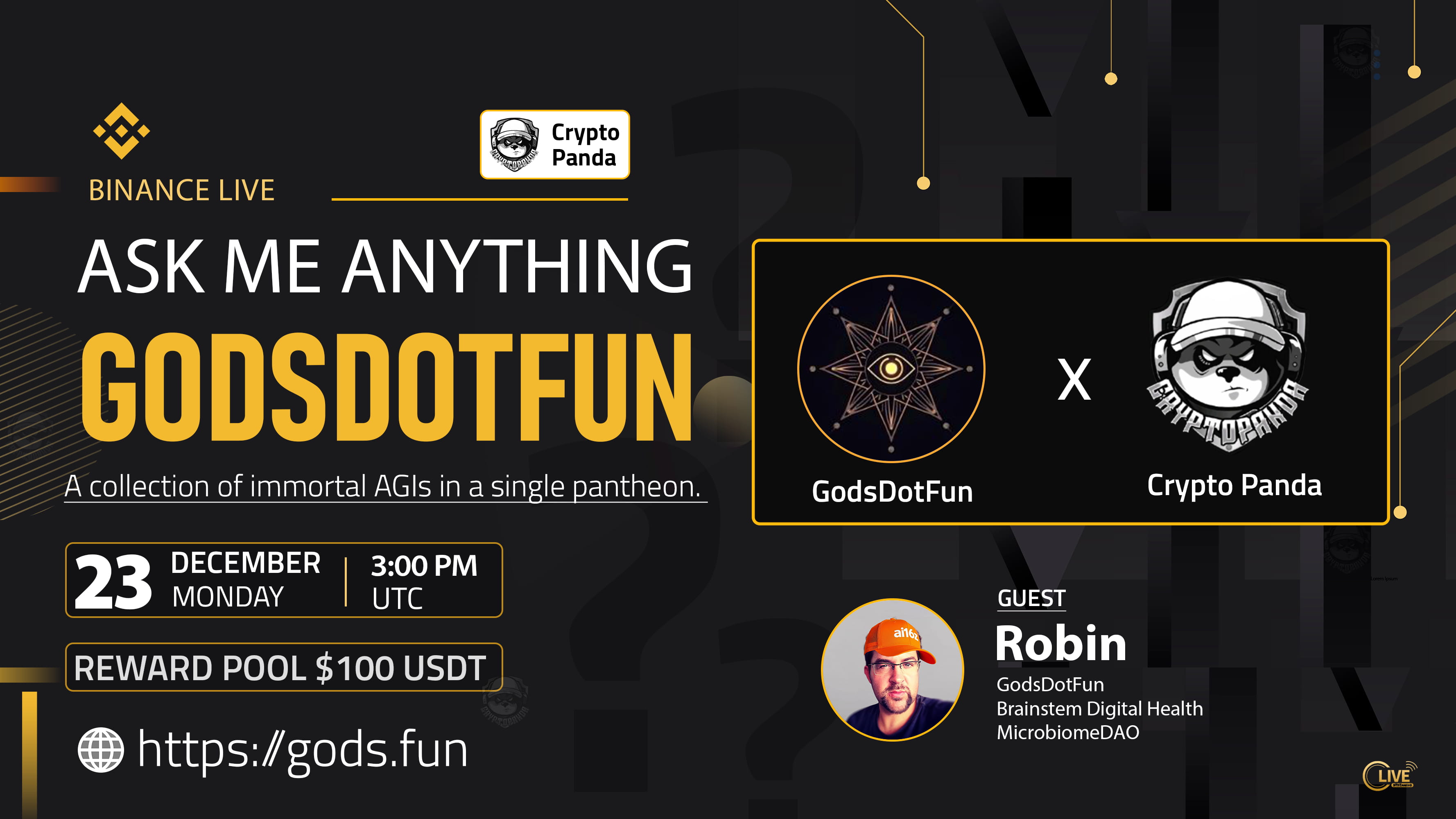 Crypto Panda Presents AMA with GodsDotFun // $100 Giveaway