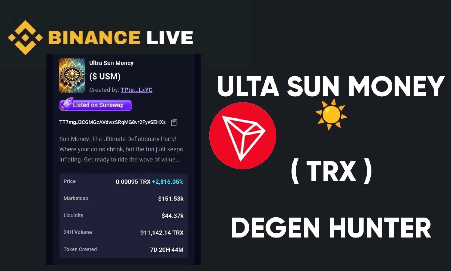 ULTRA SUN MONEY (TRX DEGEN)