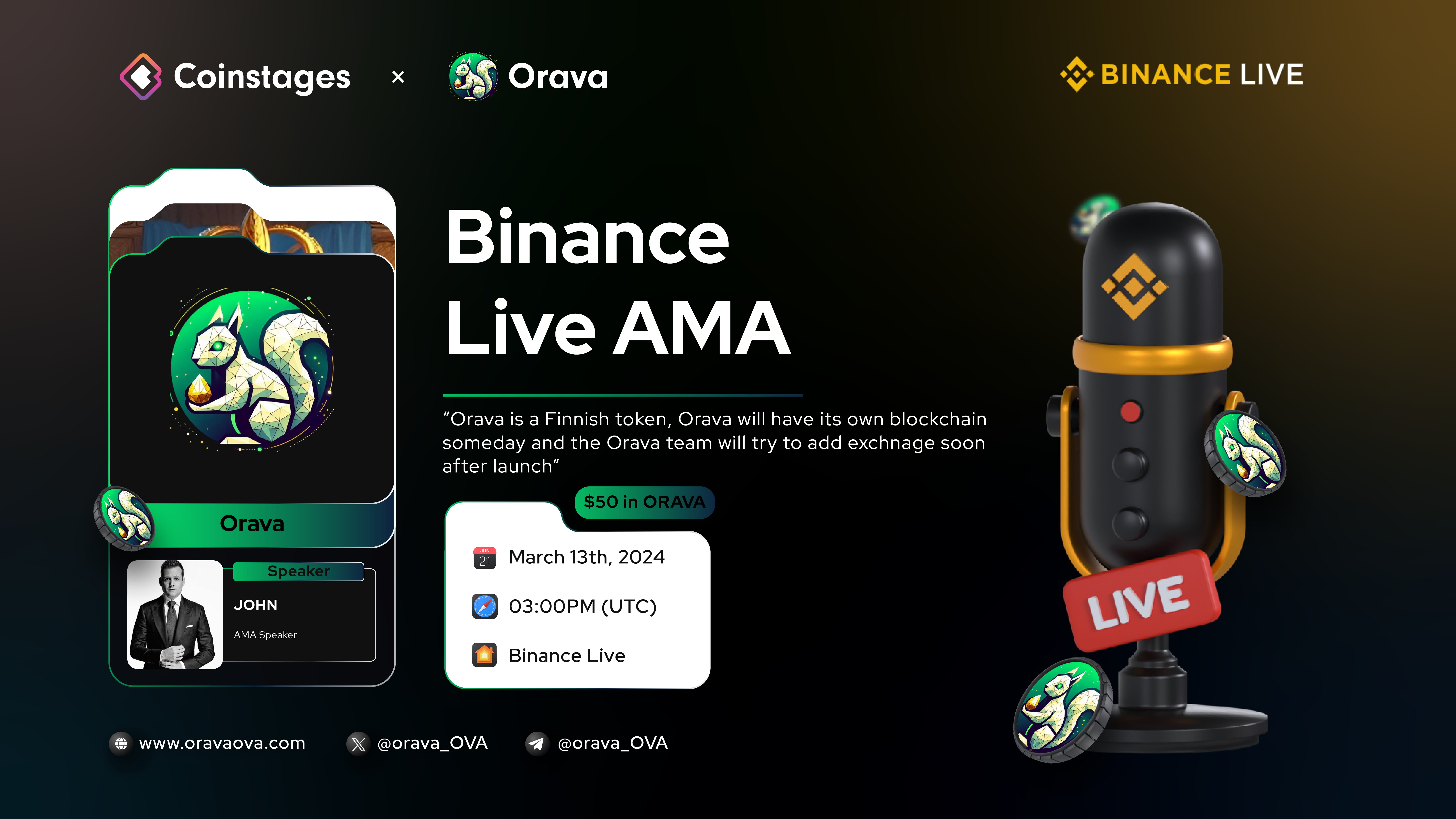 Coinstages Live AMA: Featuring Orava