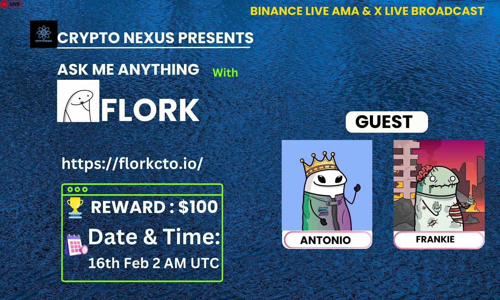 Crypto nexus Binance Live AMA & Xspace Broadcast With Flork