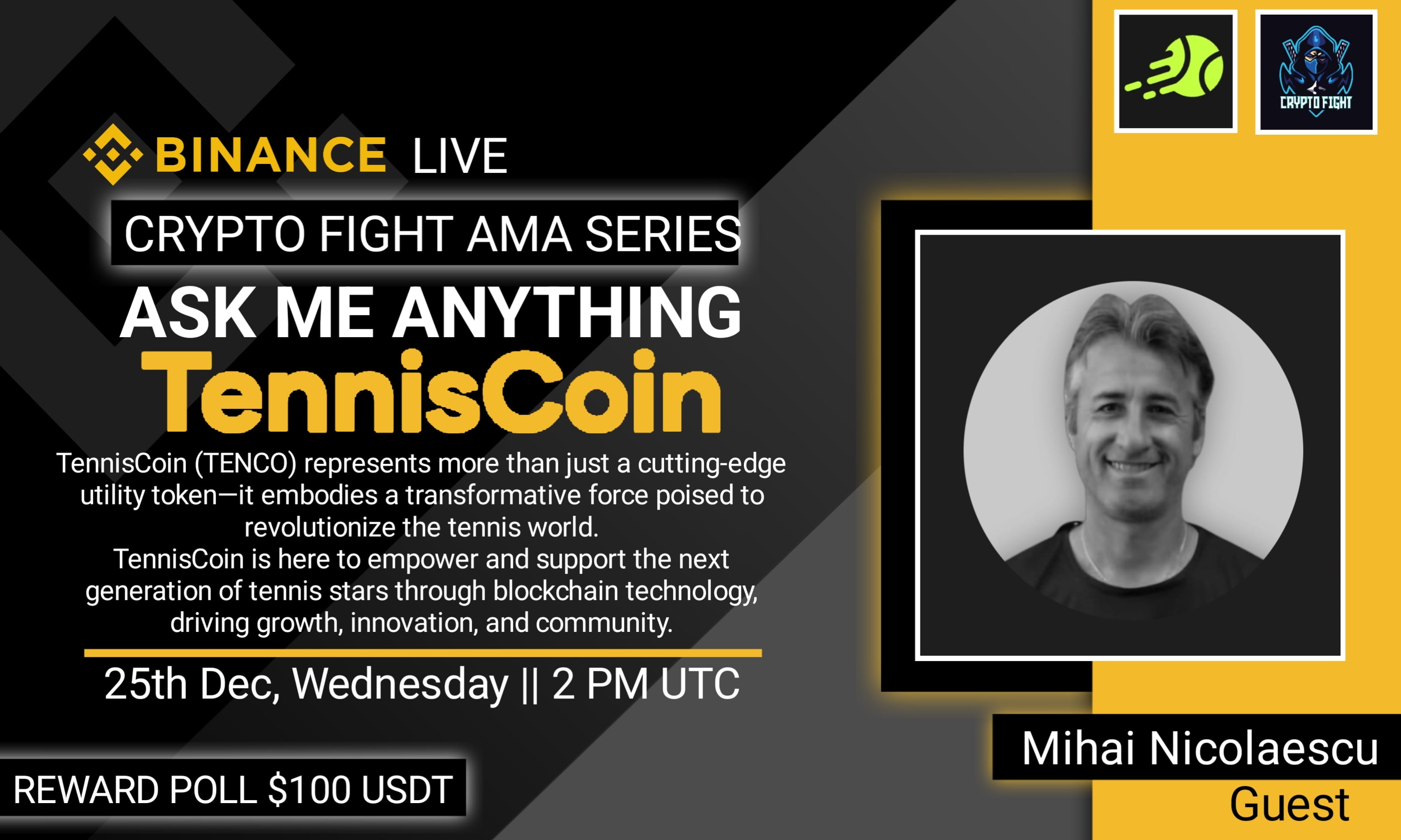 AMA - TennisCoin X Crypto Fight | $100 USDT Rewards