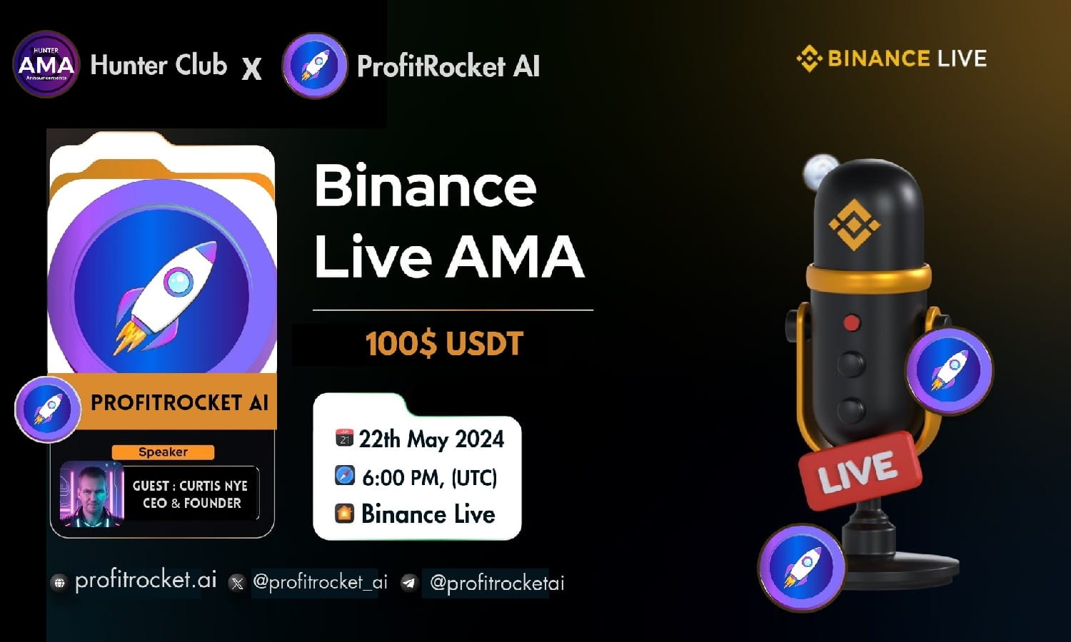 Hunter Club AMA With "ProfitRocket AI" || Reward 100$ USDT