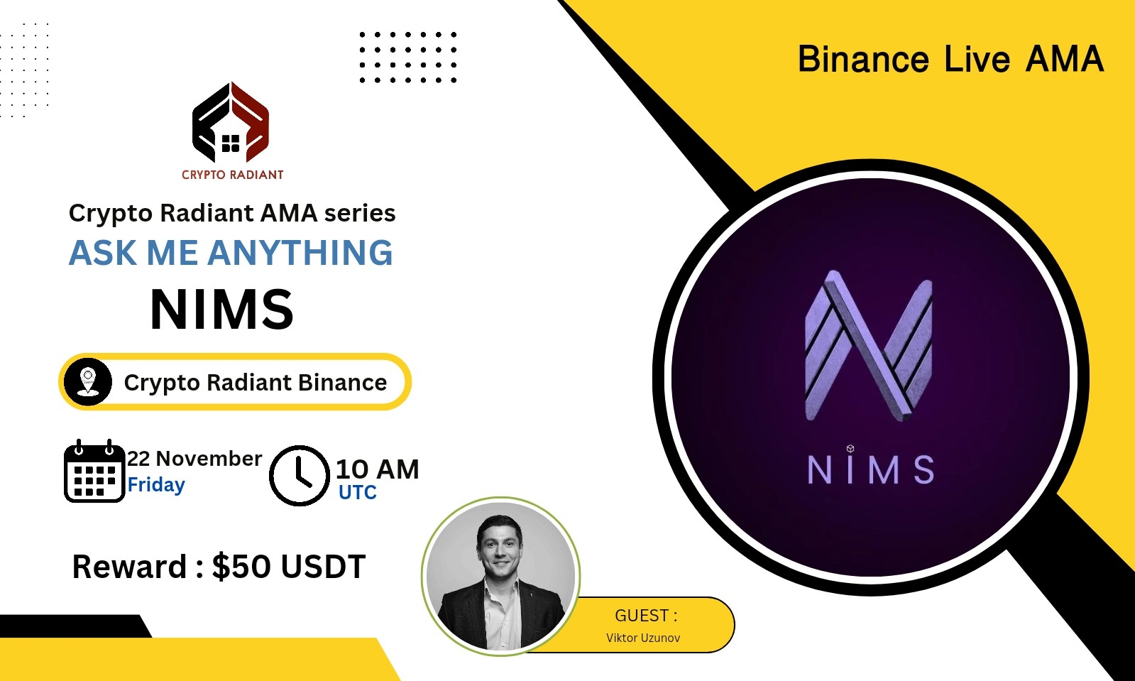 AMA - Crypto Radiant <> NIMS | $50 USDT Reward 