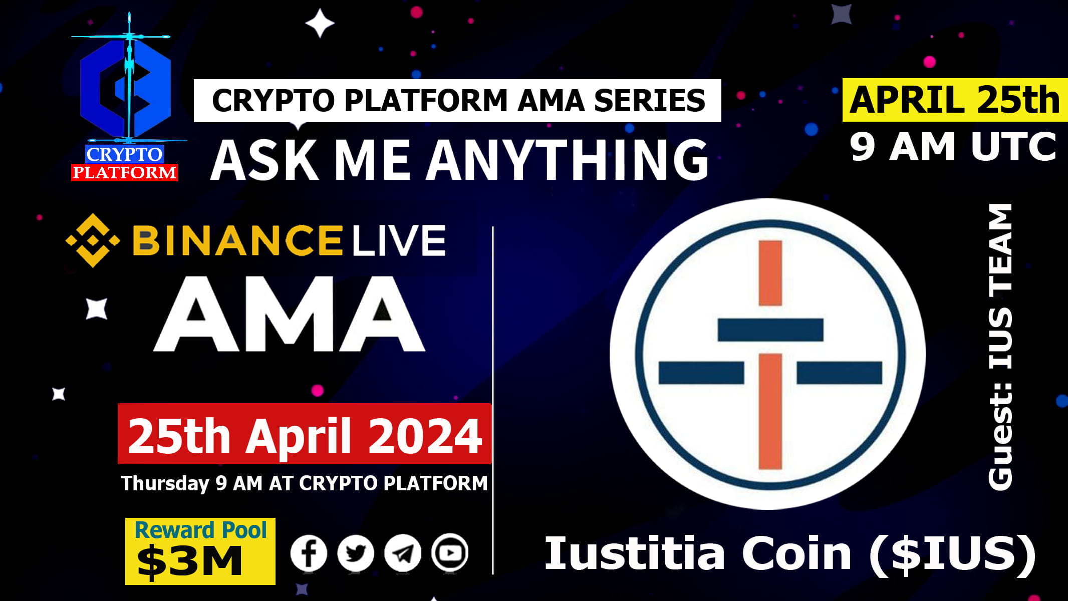 AMA - Iustitia Coin x Crypto Platform | $50 USDT Rewards