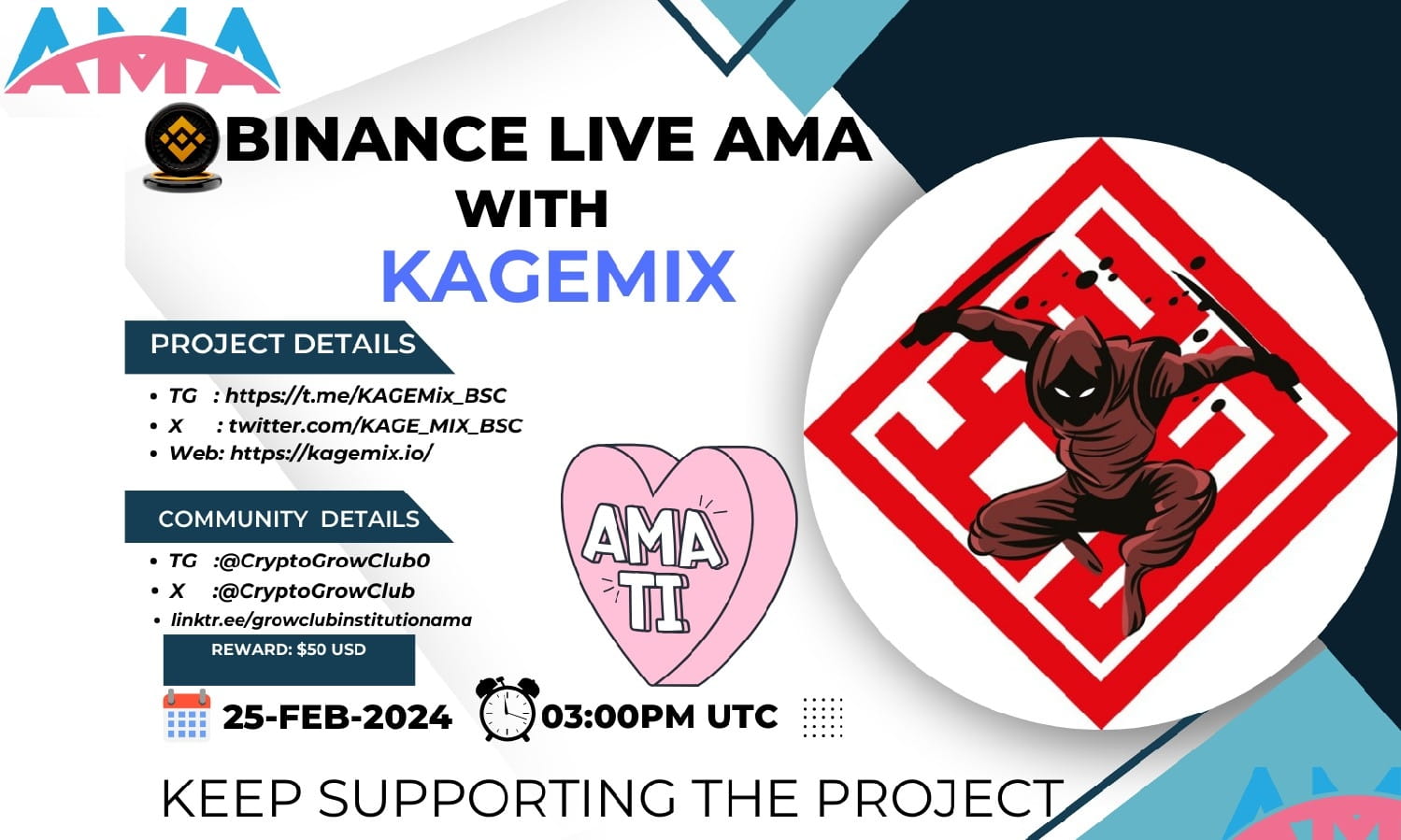 Grow Club Institution will be holding AMA with KAGEMixBinance Live 