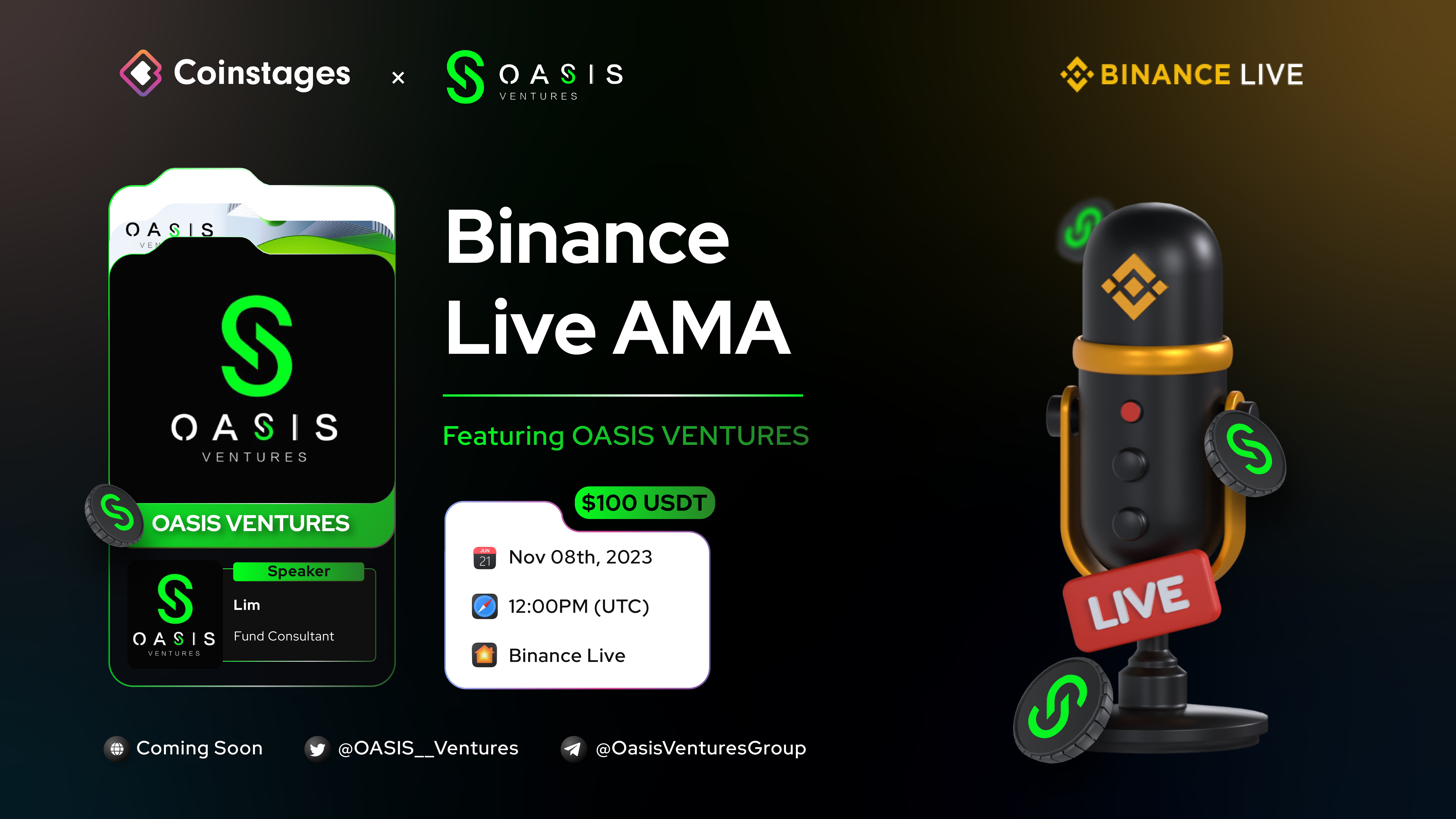 Coinstages Live AMA: Featuring Oasis Ventures