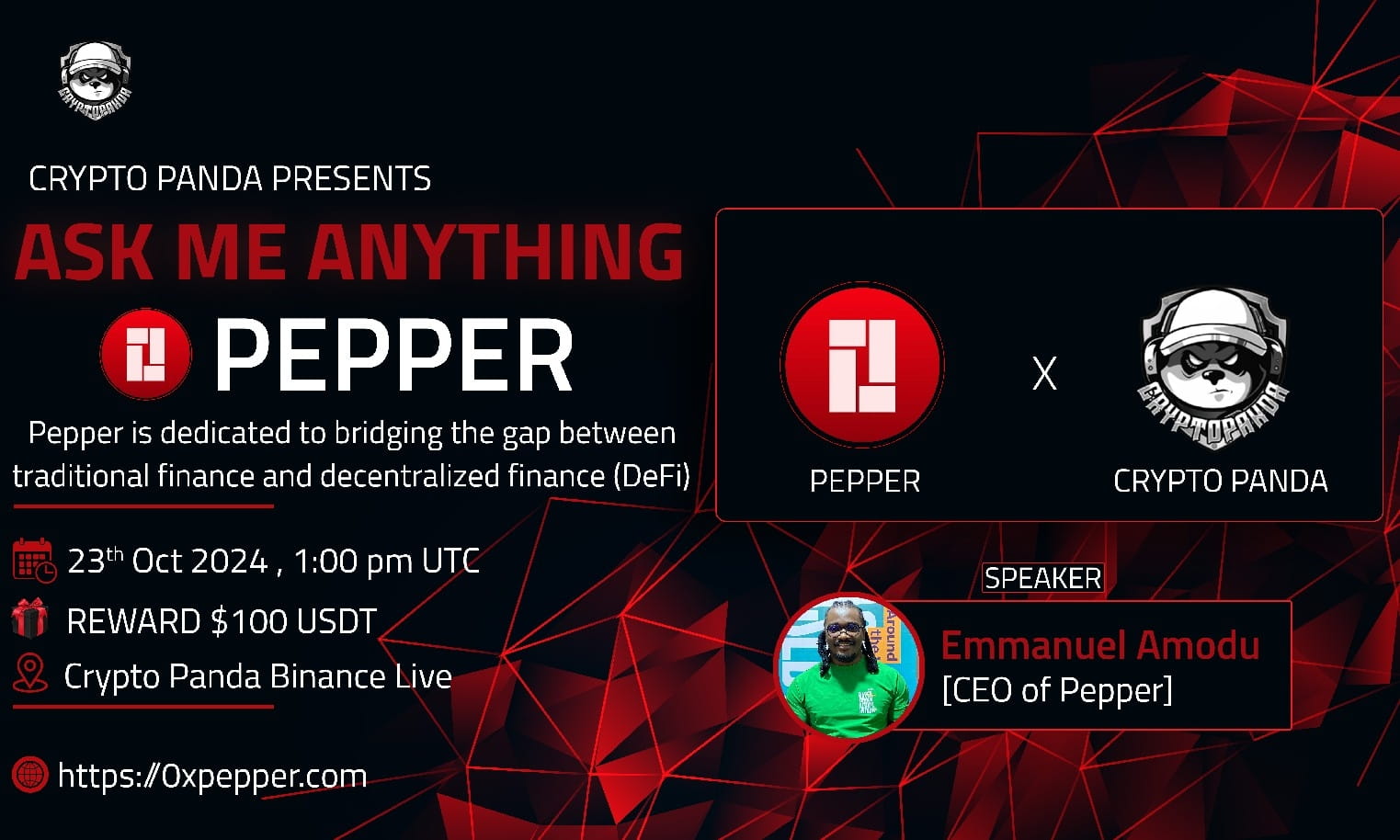 Crypto Panda Presents AMA with PEPPER // $100 Givaway 