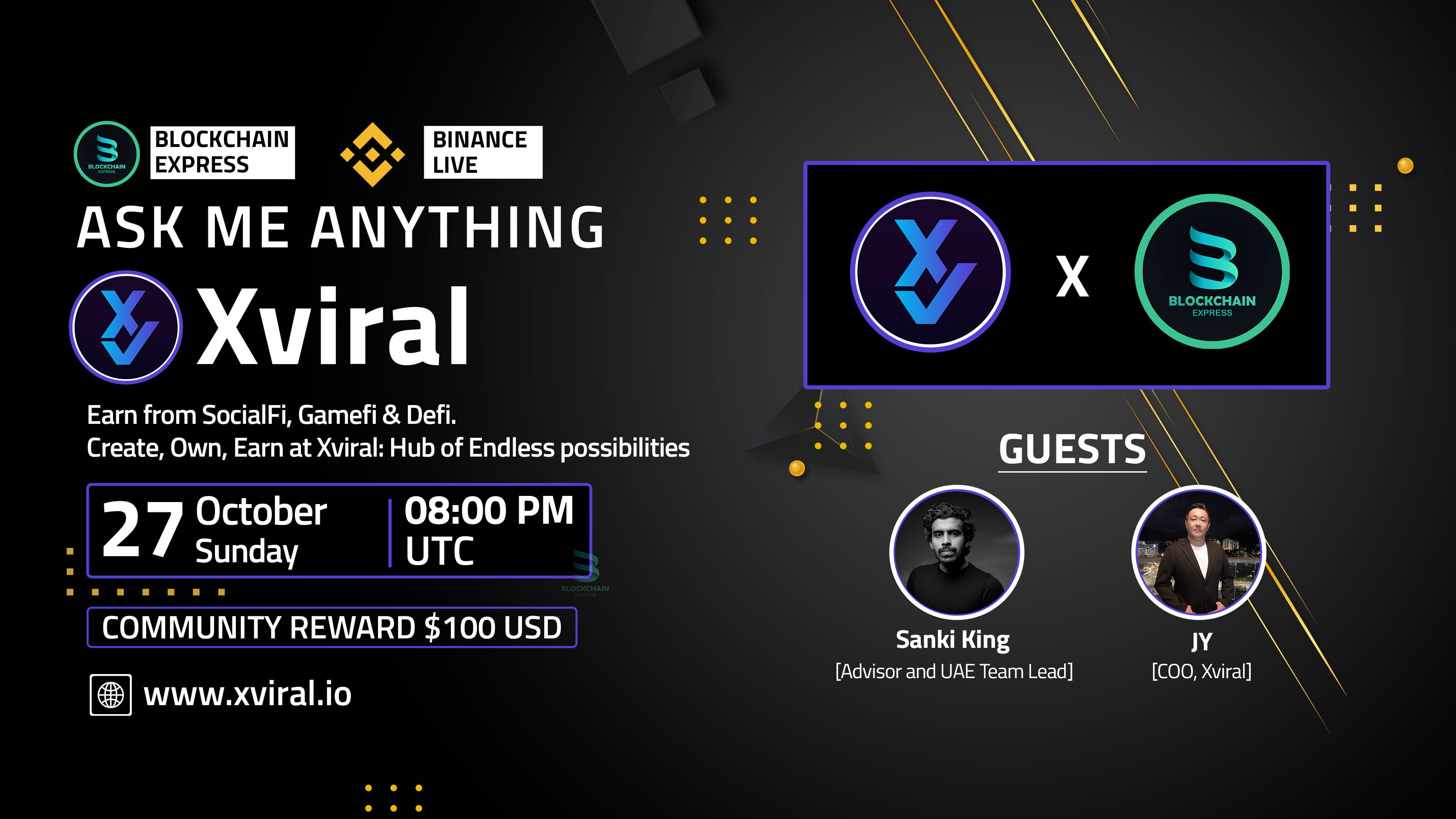 ₿lockchain Express will be hosting an AMA session with" Xviral "