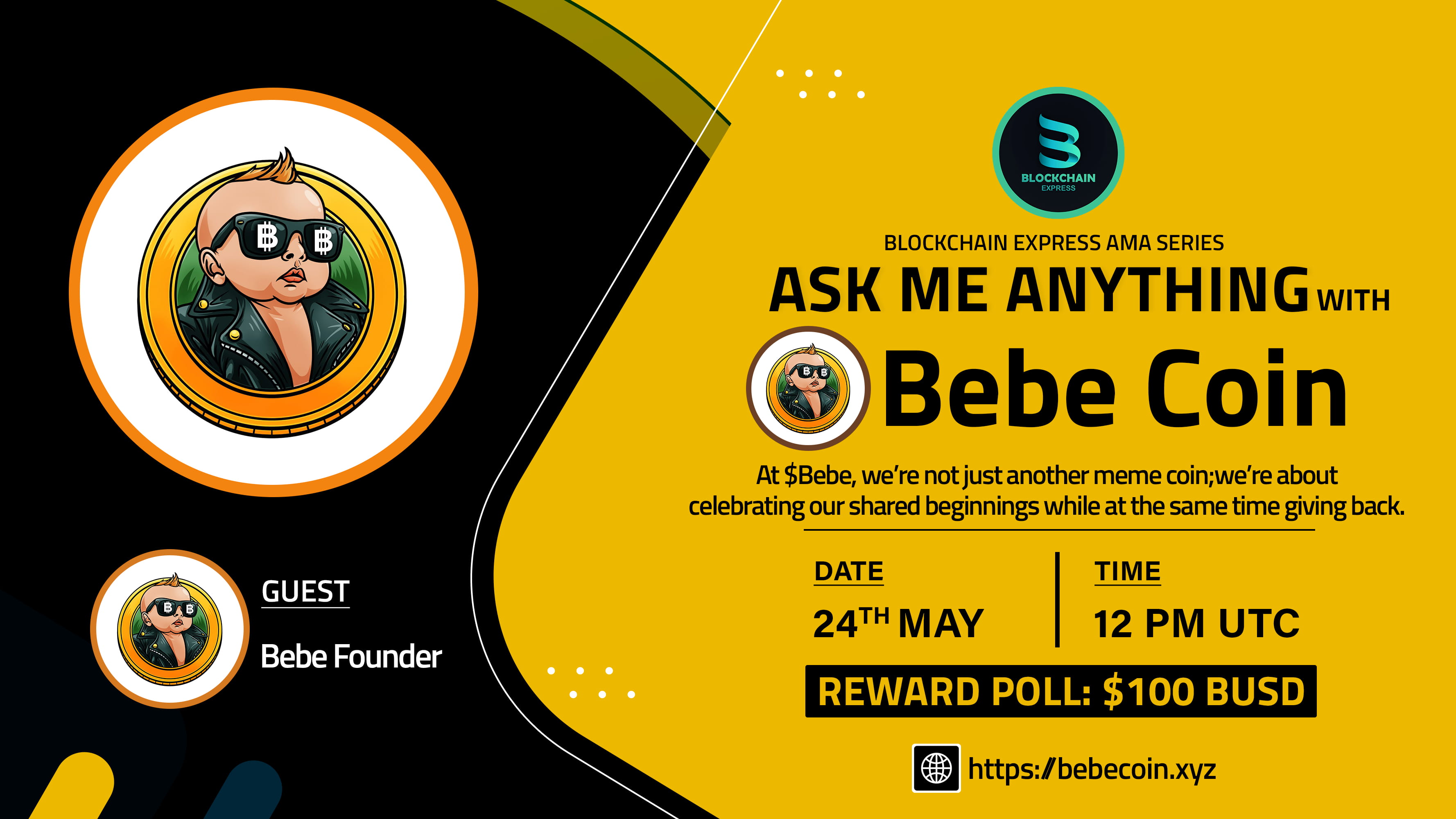 ₿lockchain Express will be hosting an AMA session with" Bebe Coin "