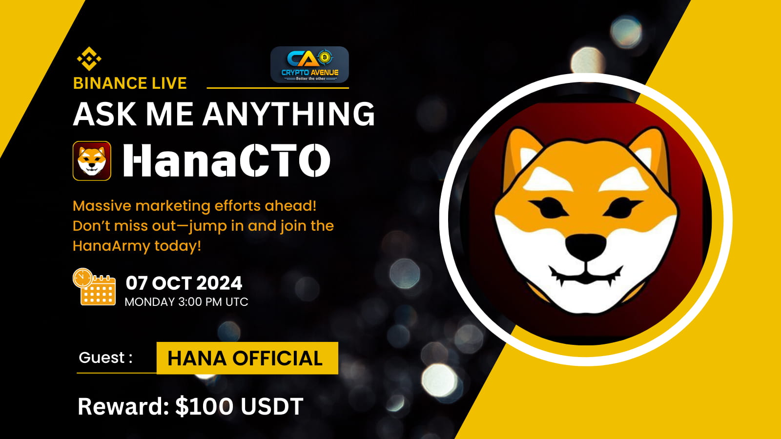 AMA - Crypto Avenue X HanaCTO [Reward $100]