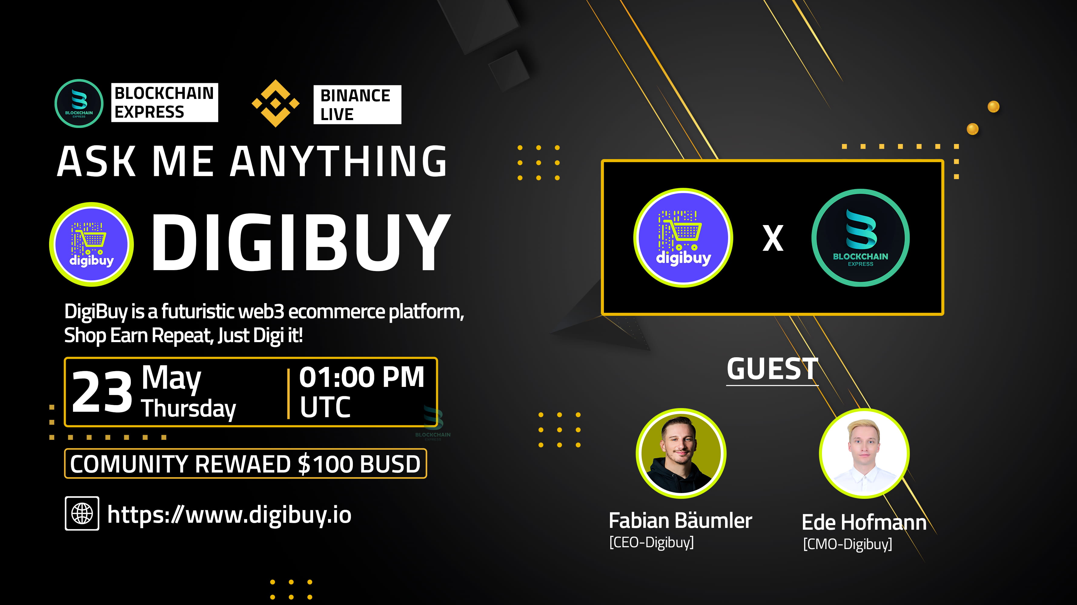 ₿lockchain Express will be hosting an AMA session with" Digibuy "