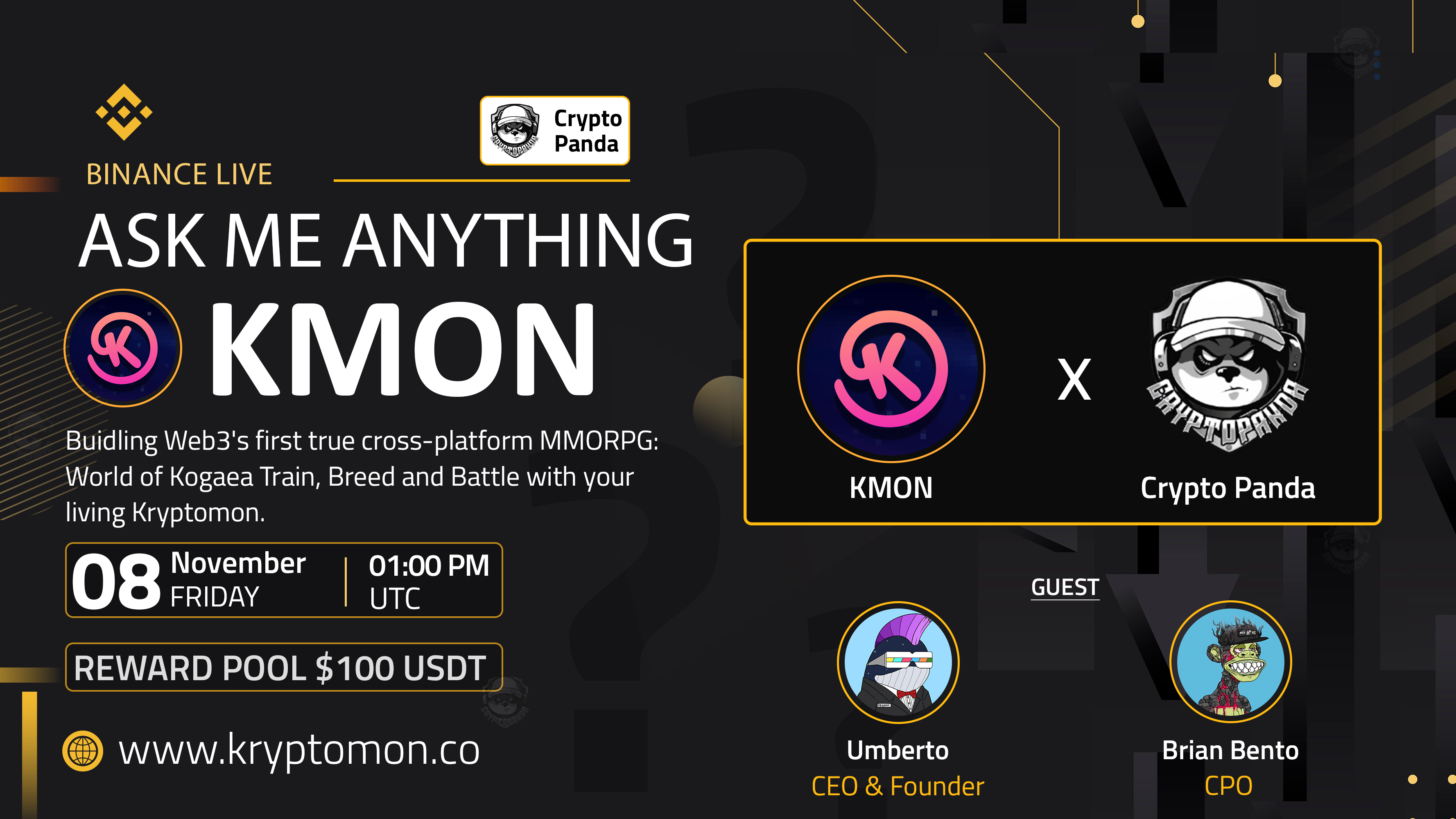 Crypto Panda Presents AMA with KMON // $100 Givaway