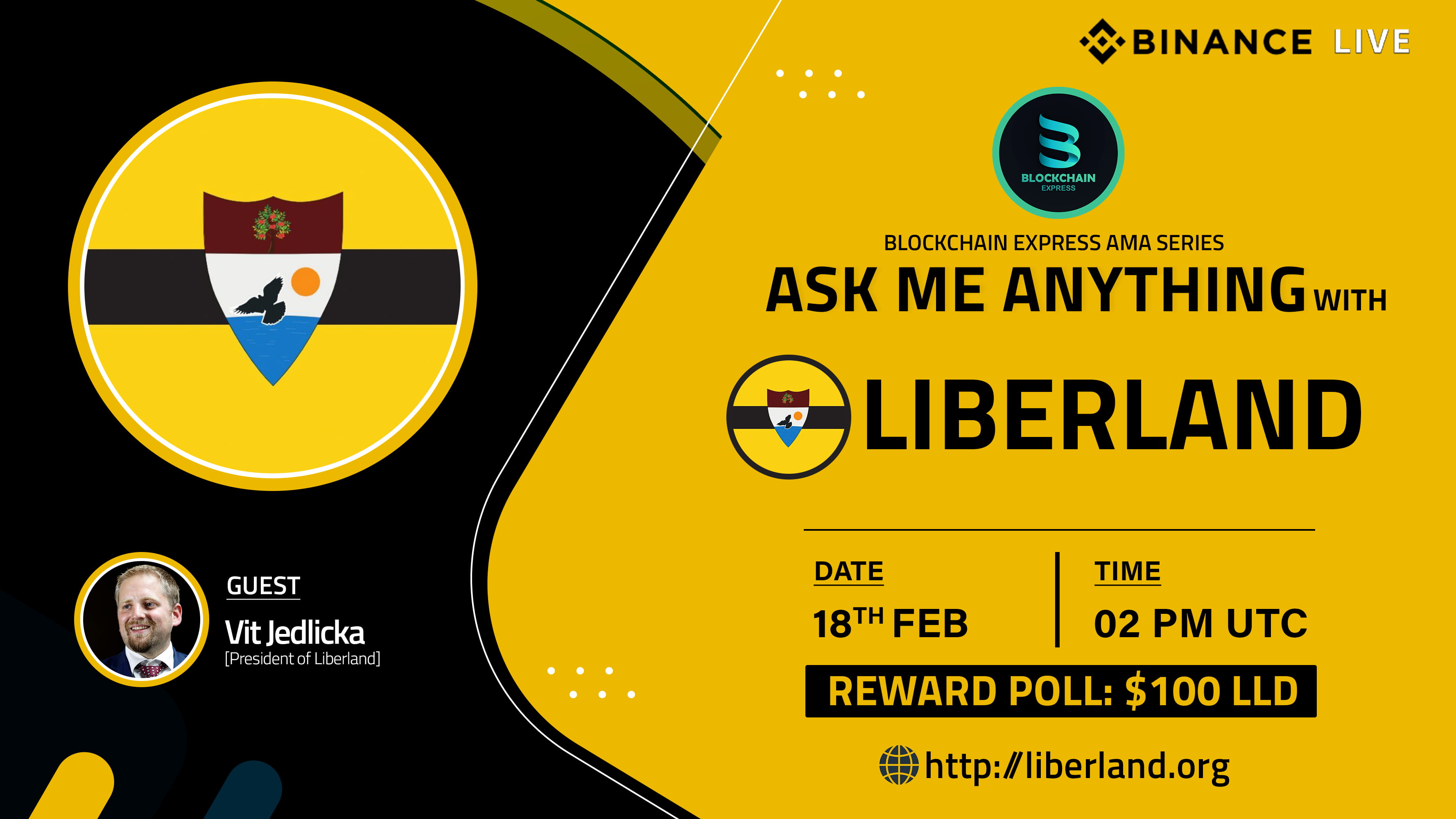 ₿lockchain Express will be hosting an session with" Liberland "