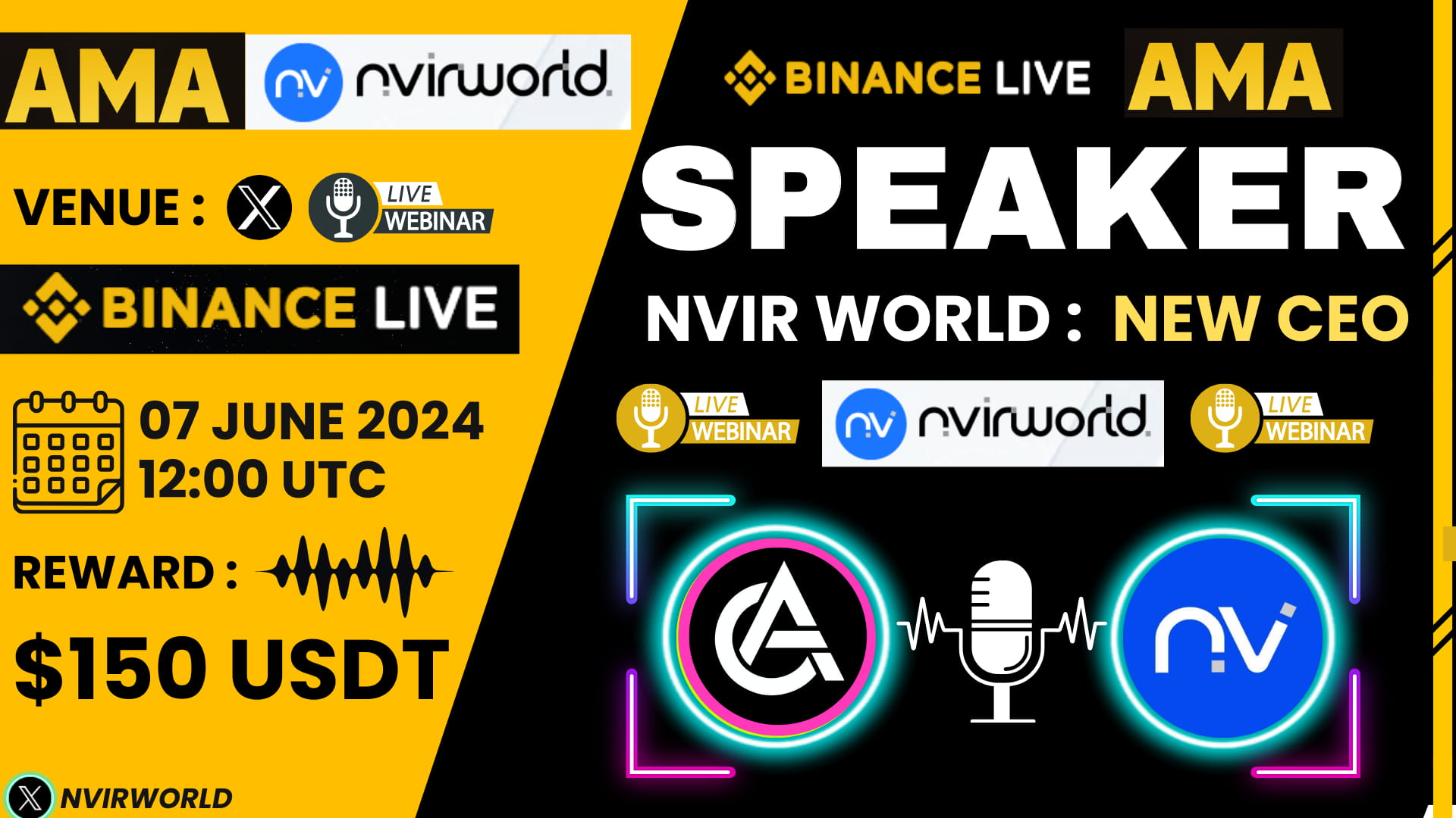 EXCLUSIVE New AMA with the New CEO of NvirWorld | Reward $150 USDT