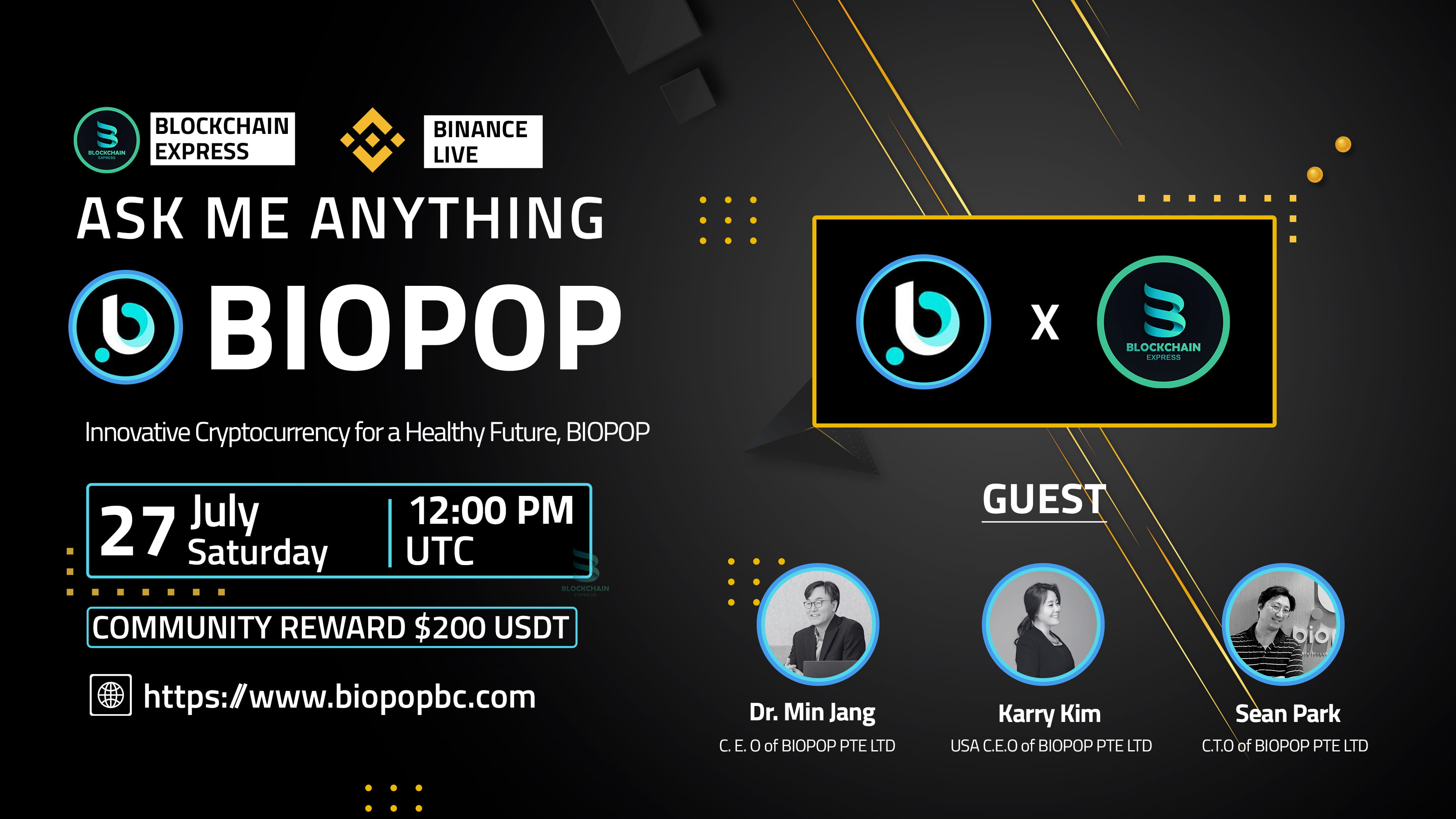 ₿lockchain Express will be hosting an AMA session with" Biopop "