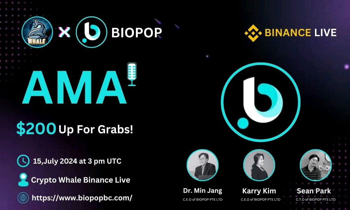 Crypto Whale is going to Host Binance live  with BIOPOP Reward : 200 USD