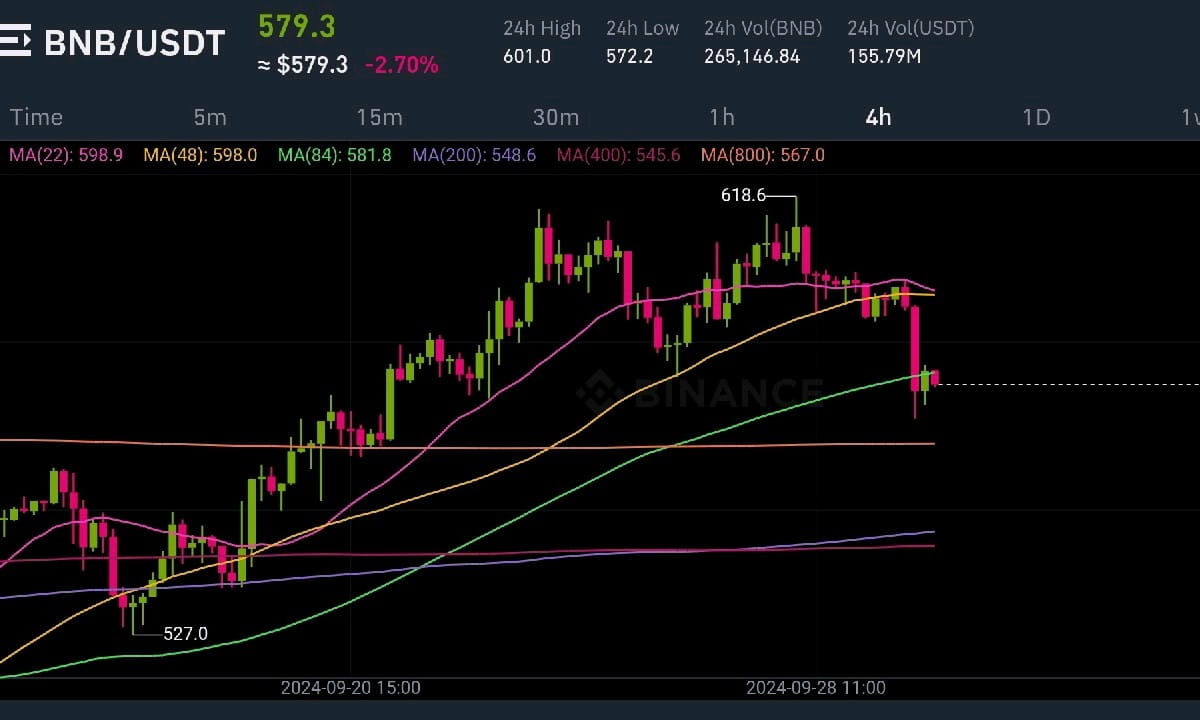 BNB STILL ABOVE MA800 ❤️