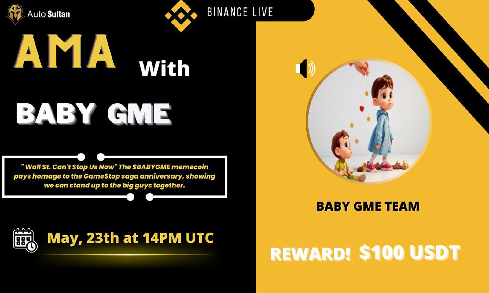 AMA WITH BABY GME | $100 USDT REWARD