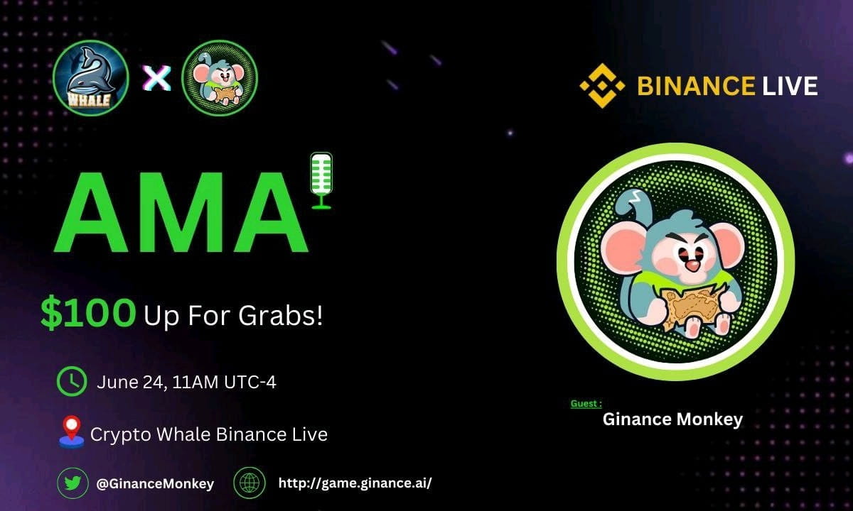 Crypto Whale is going to Host Binance live  with Ginance  Reward : 100 U