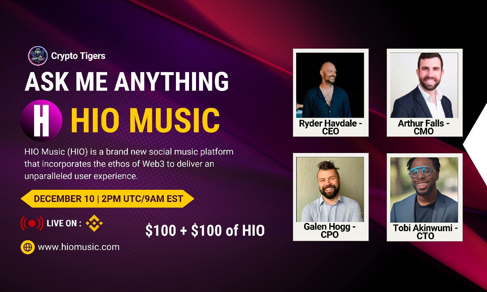 AMA with HIO Music || Reward $100 & $100 of HIO